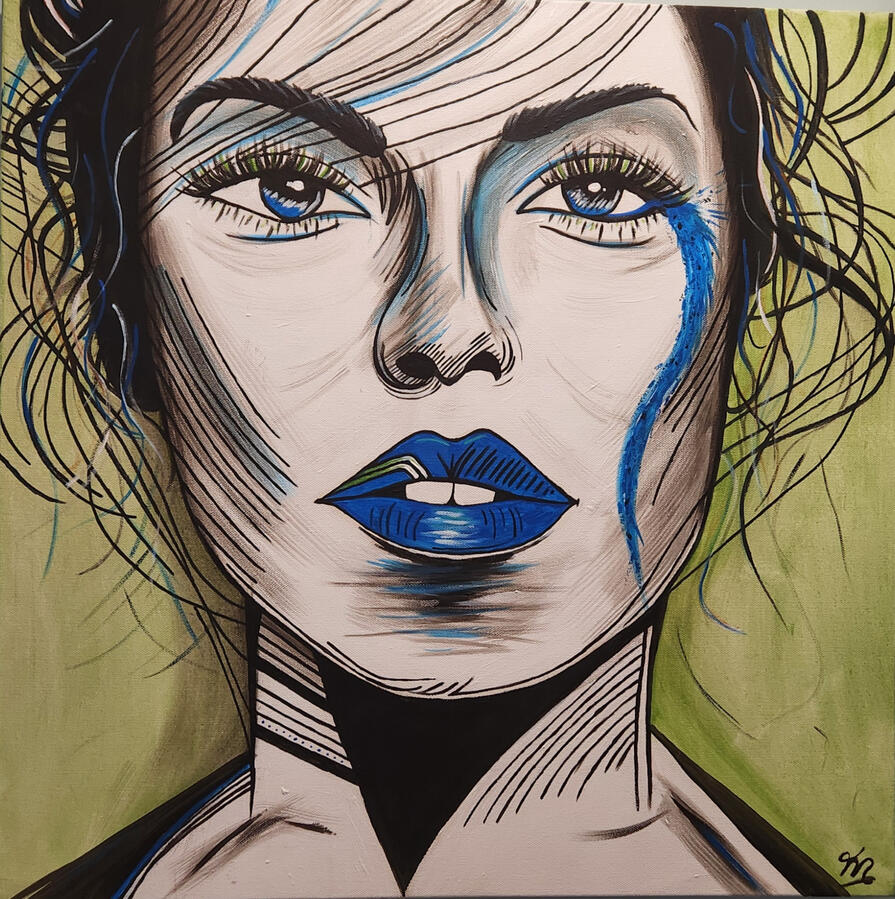 couleur, art, visage coloré, peinture toile, artiste, femme